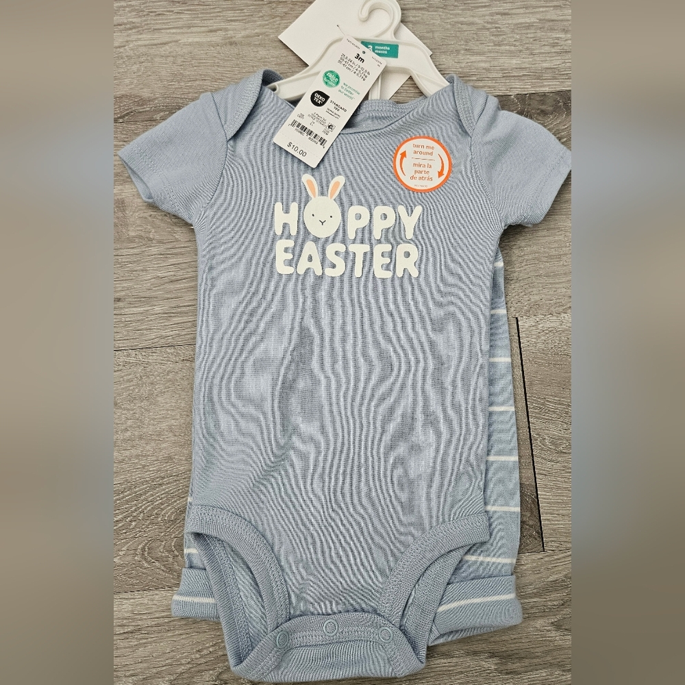 Carter's Brand New Infant Easter Outfit Blue Bunny Stripes Size 3 Months